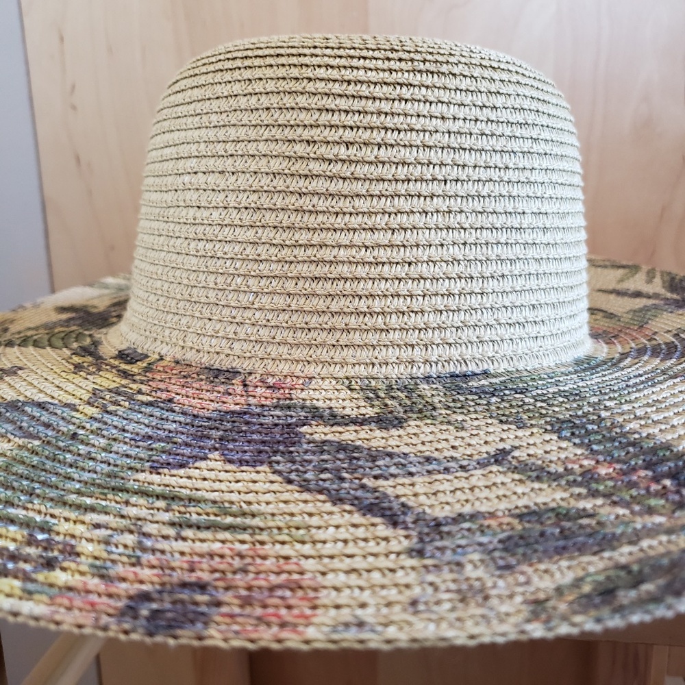 Floral Print Straw Hat NEW